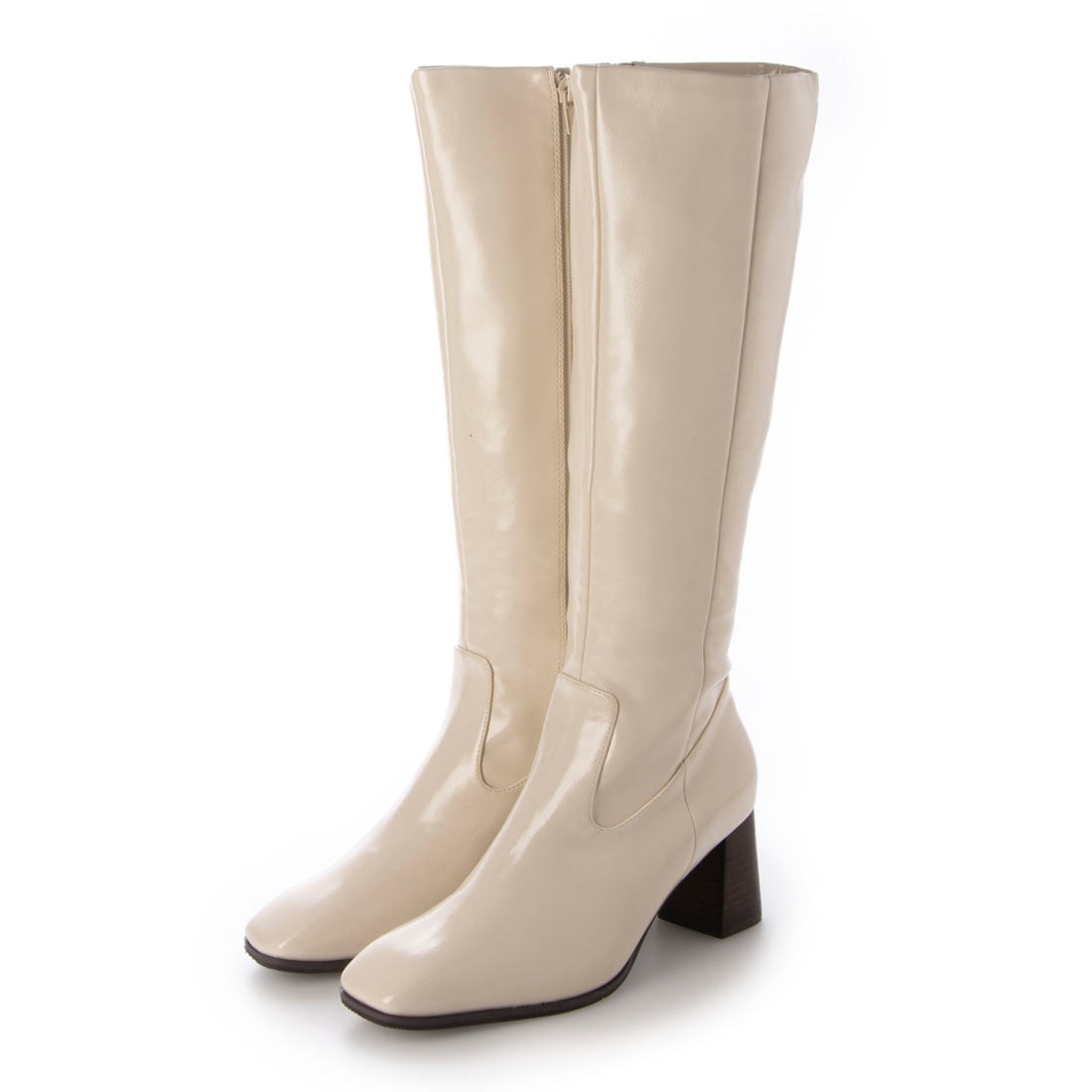 ランダ RANDA 【A de Vivre】サステナブル 晴雨兼用 スクエアトゥロングブーツ (IVORY) IVORY