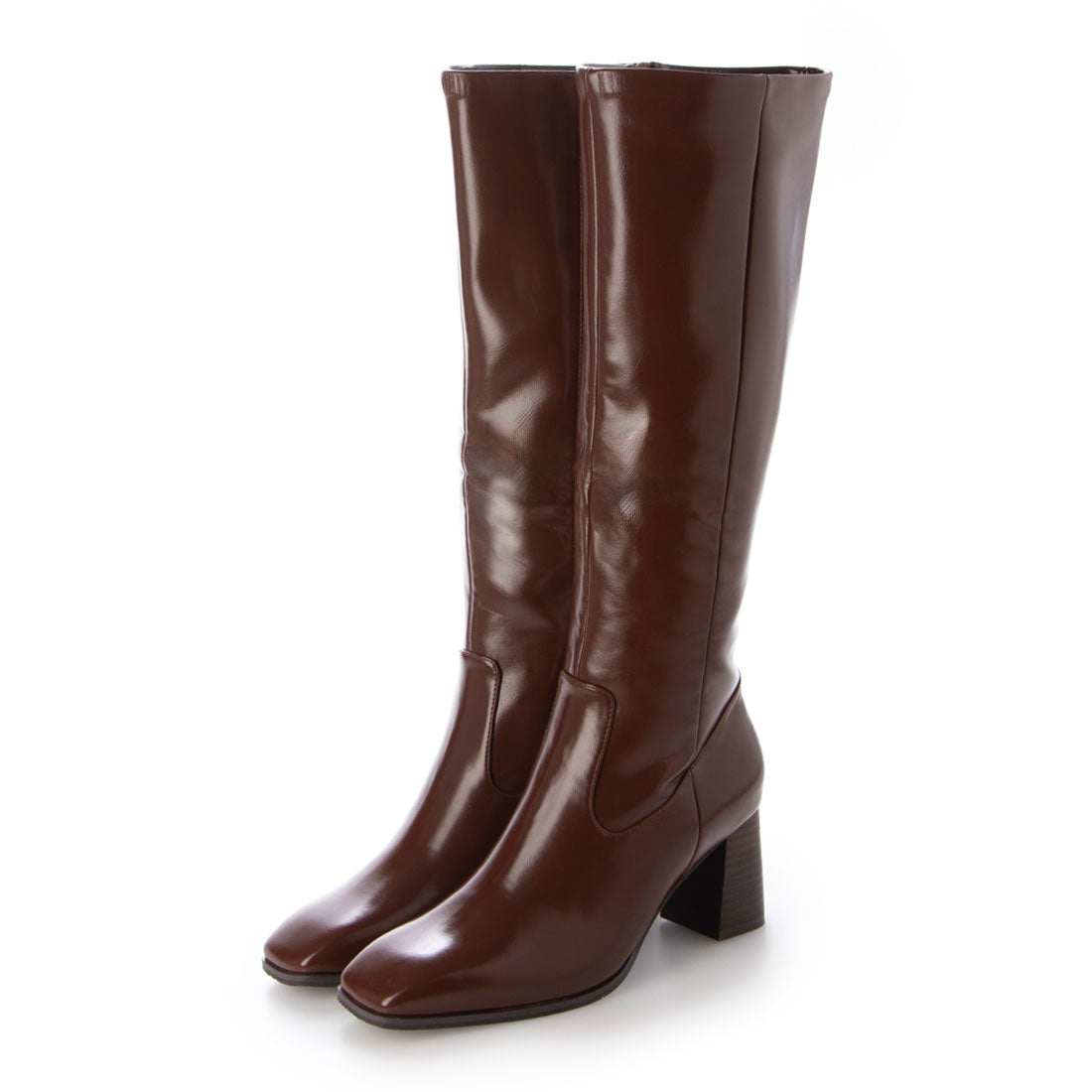 ランダ RANDA 【A de Vivre】サステナブル 晴雨兼用 スクエアトゥロングブーツ (BROWN) BROWN