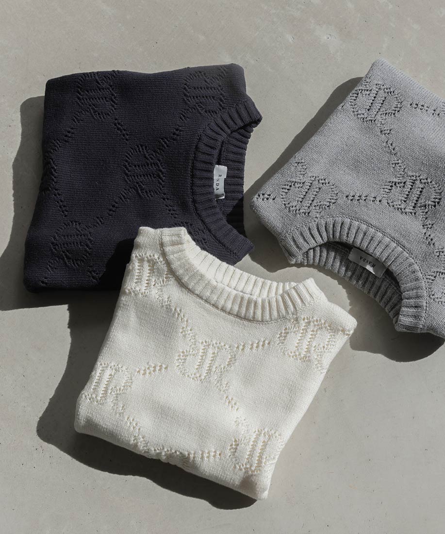 ランダ RANDA モノグラムニットトップス (GRAY) GRAY