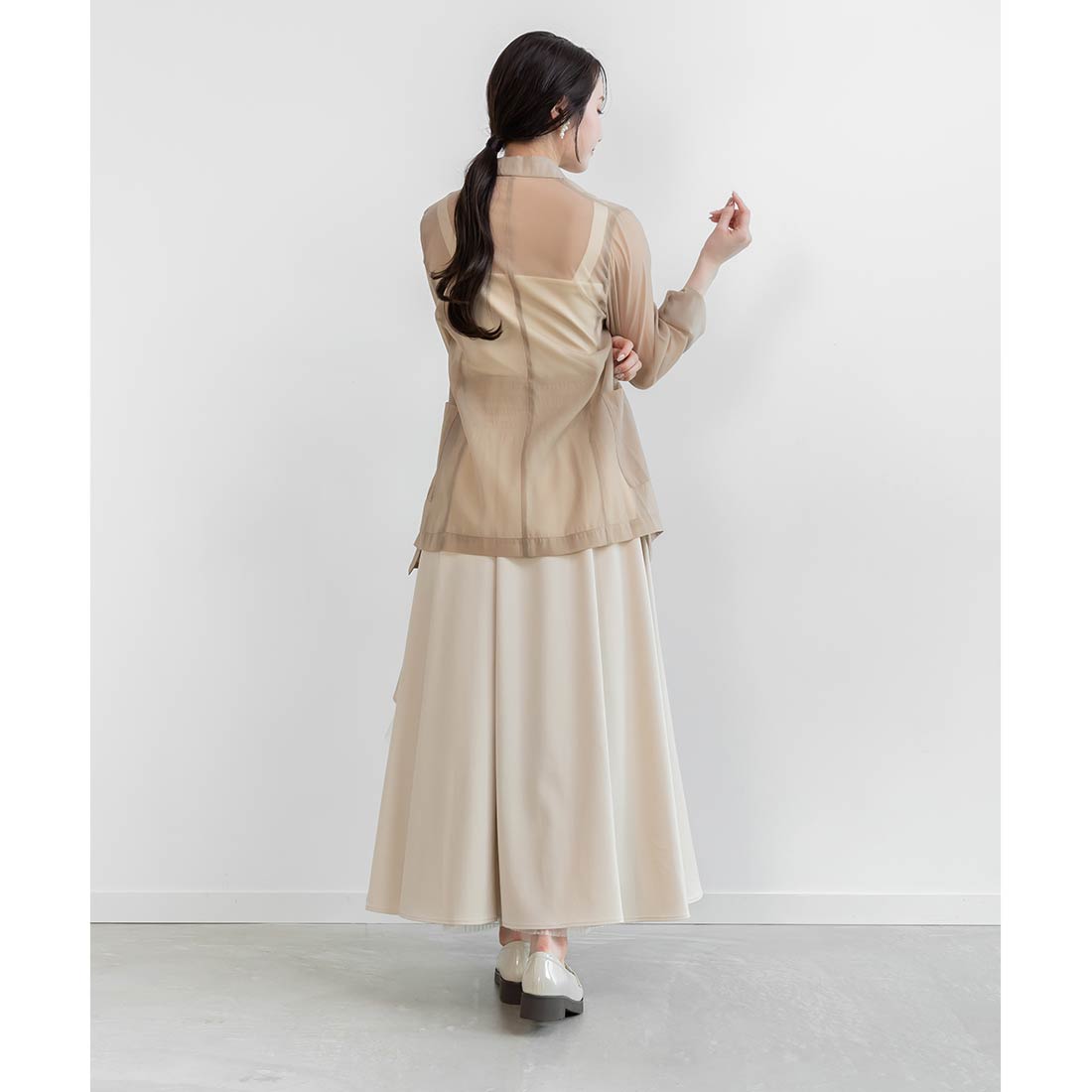 ランダ RANDA デザインフリルハイウエストスカート (IVORY) IVORY