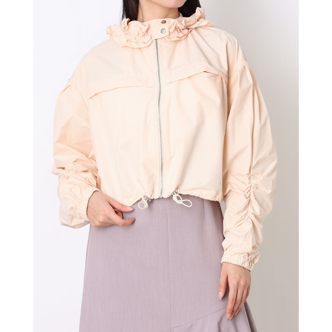 ランダ RANDA フードフリルマウンテンパーカー (BEIGE) BEIGE