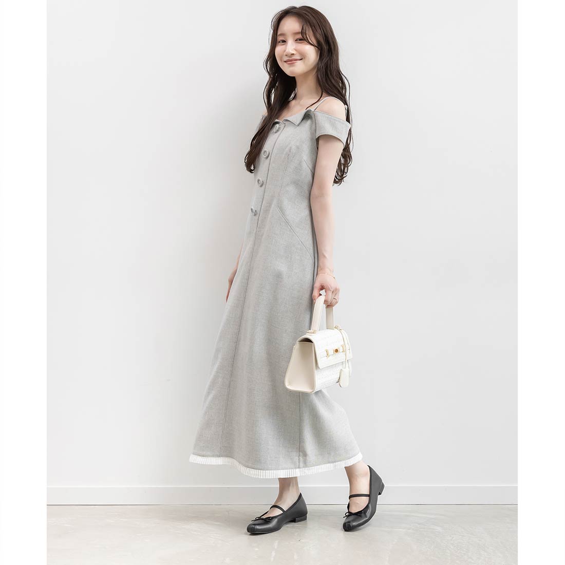 ランダ RANDA ★ オフショルダーワンピース (GRAY) GRAY