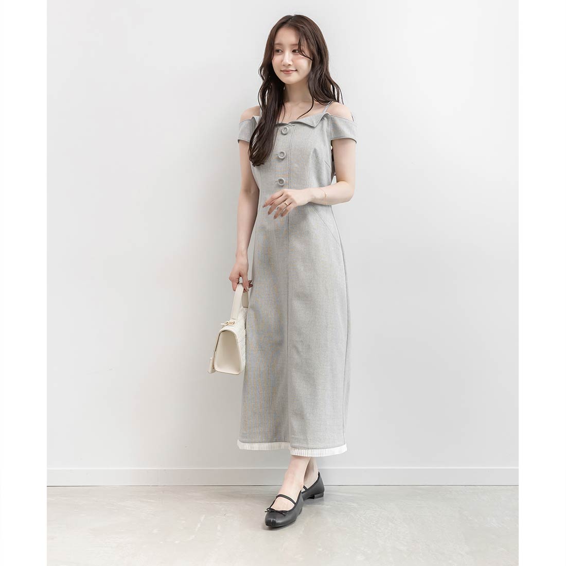 ランダ RANDA ★ オフショルダーワンピース (GRAY) GRAY