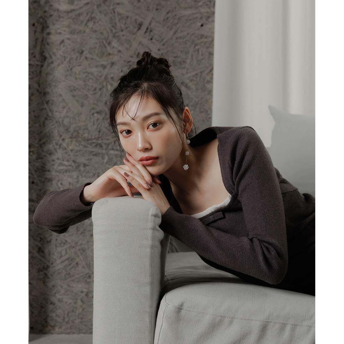 ランダ RANDA ★ ボレロセットリブニットワンピース (GRAY) GRAY