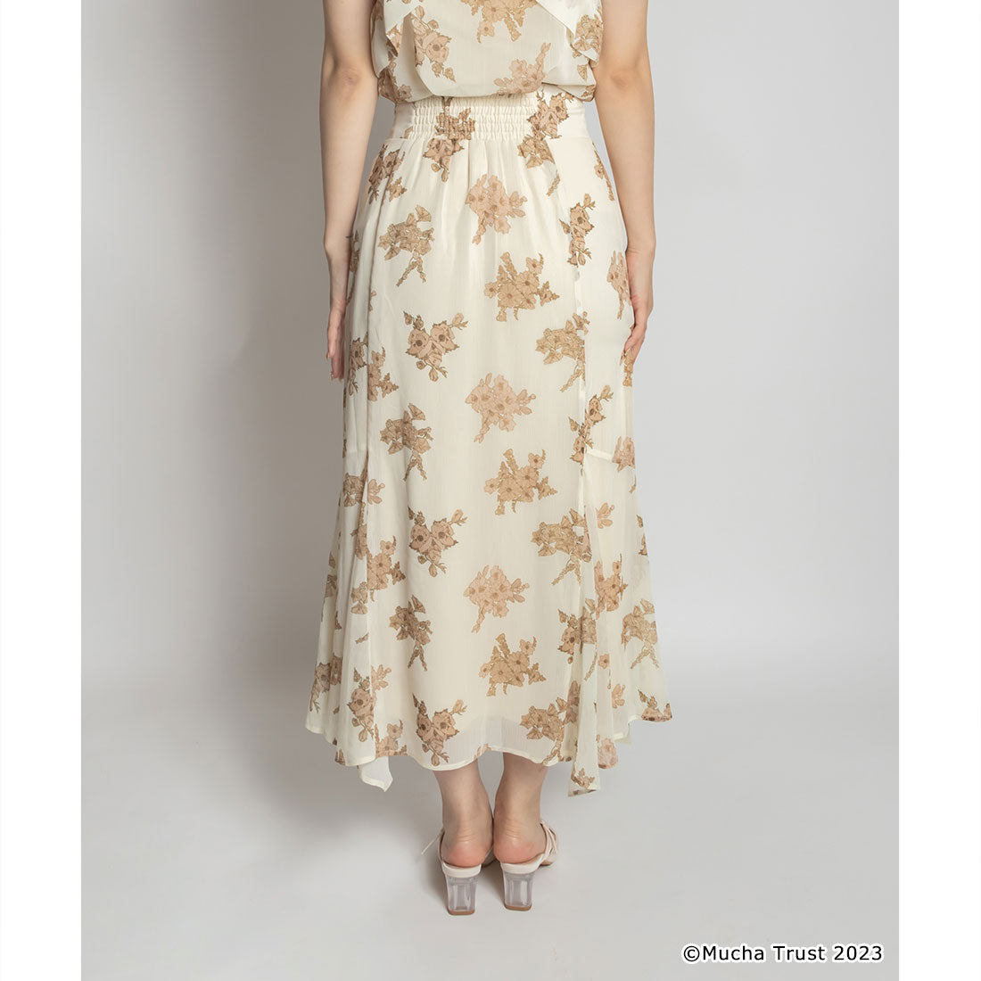 ランダ RANDA 【Mucha×RANDA】フラワープリントスカート