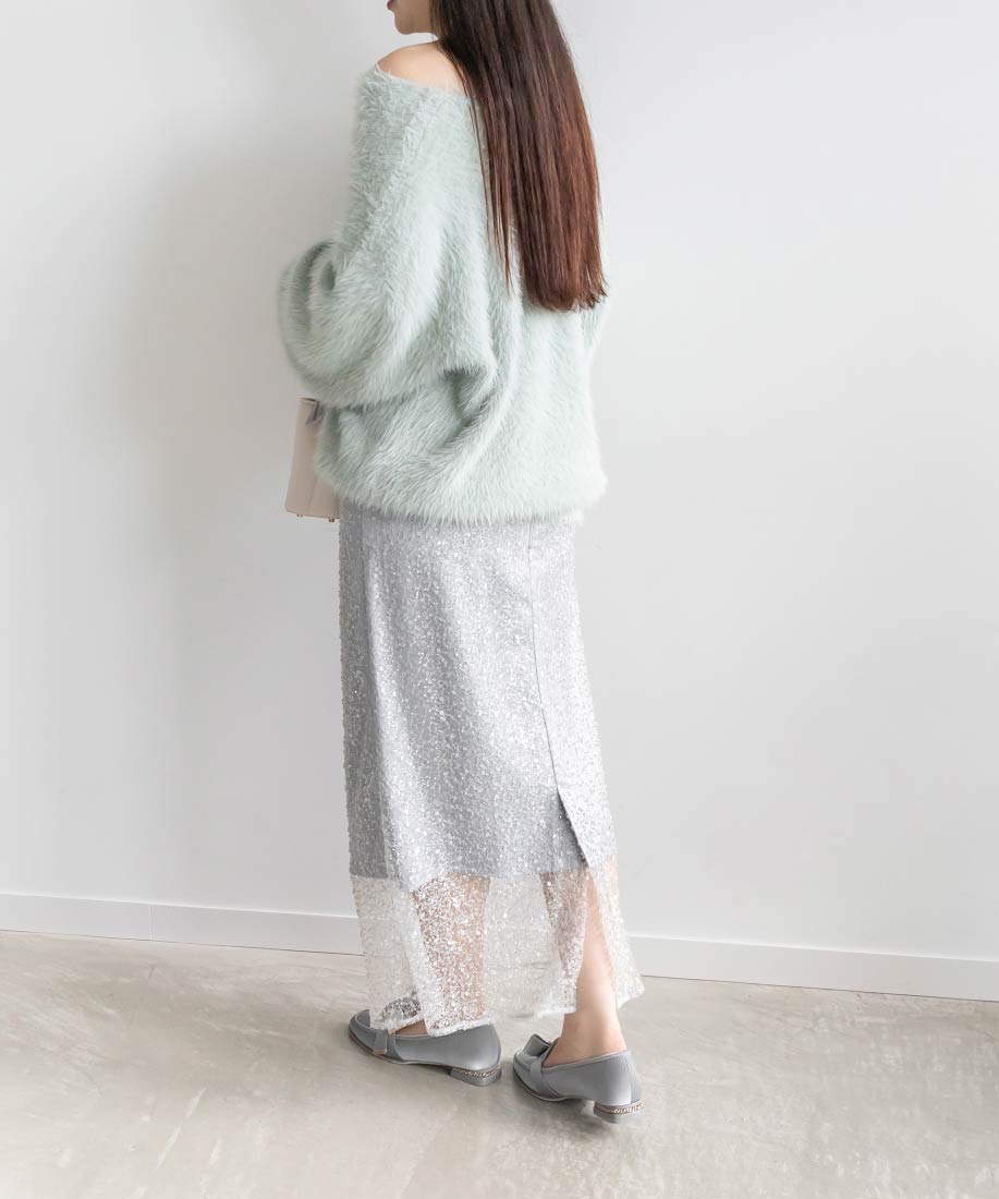 ランダ RANDA スパンコールスカート (GRAY) GRAY