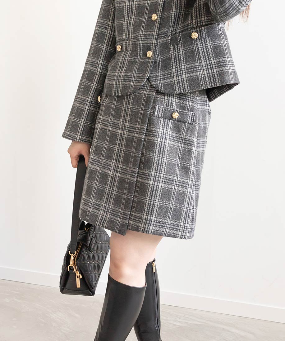 ランダ RANDA ラップデザインミニスカート (CHECK) CHECK