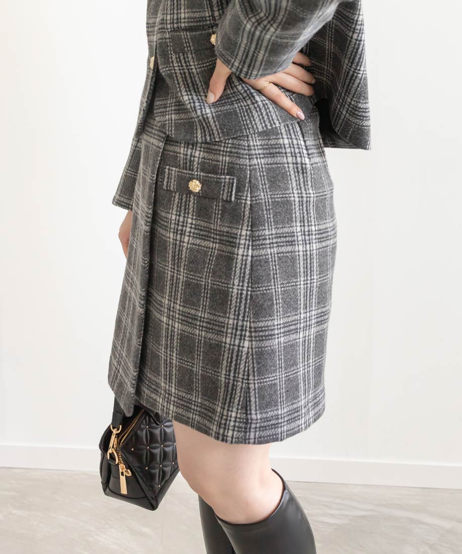 ランダ RANDA ラップデザインミニスカート (CHECK) CHECK