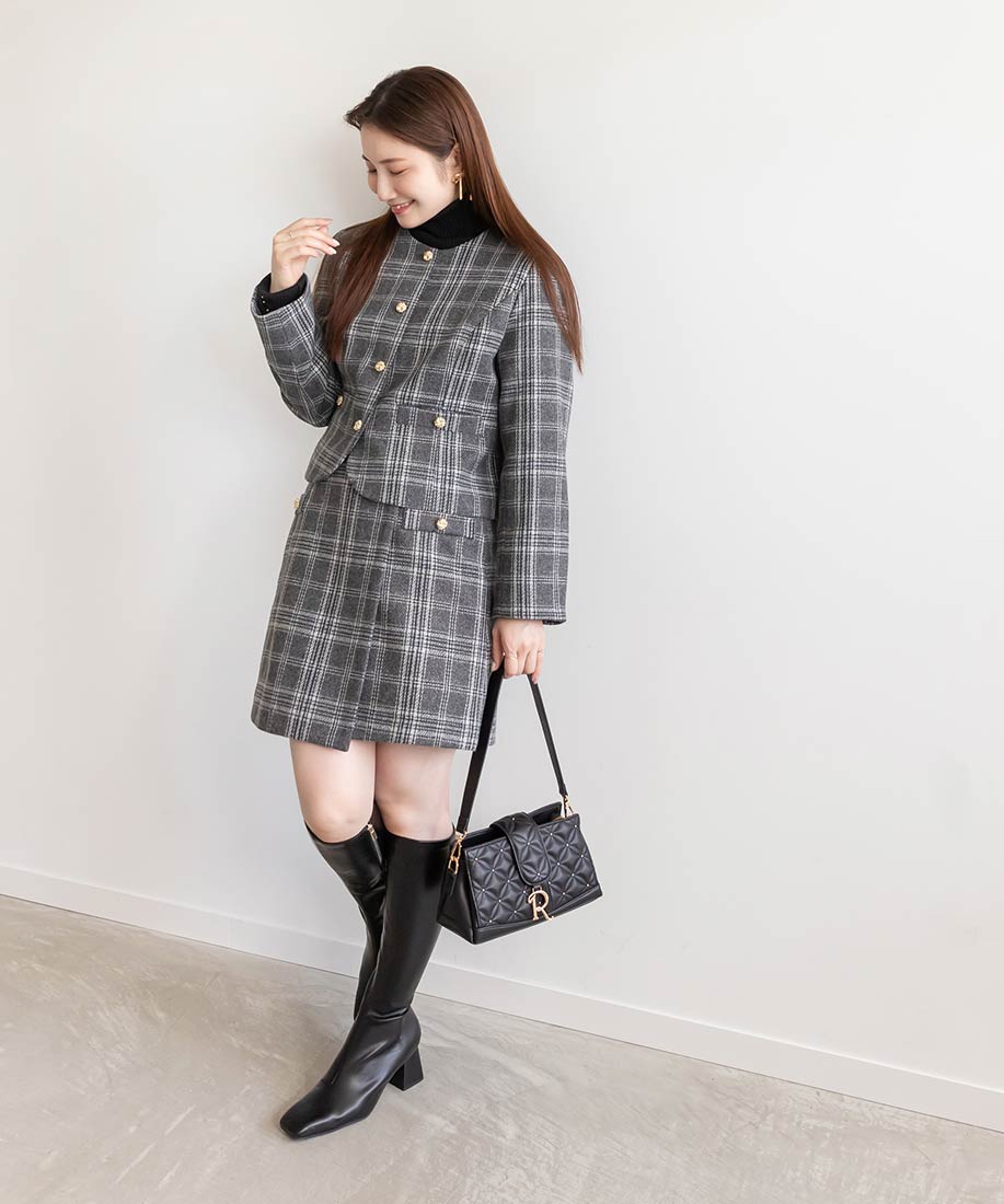 ランダ RANDA ラップデザインミニスカート (CHECK) CHECK