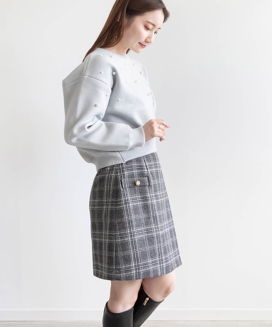 ランダ RANDA ラップデザインミニスカート (CHECK) CHECK