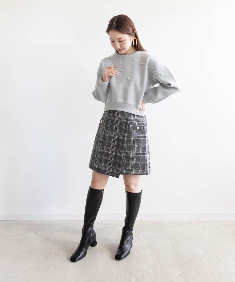 ランダ RANDA ラップデザインミニスカート (CHECK) CHECK