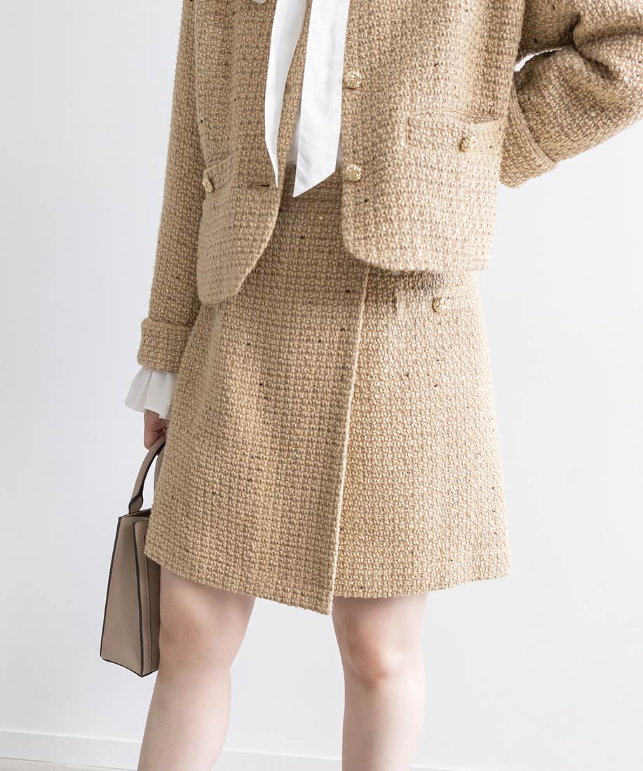 ランダ RANDA ラップデザインミニスカート (BEIGE) BEIGE