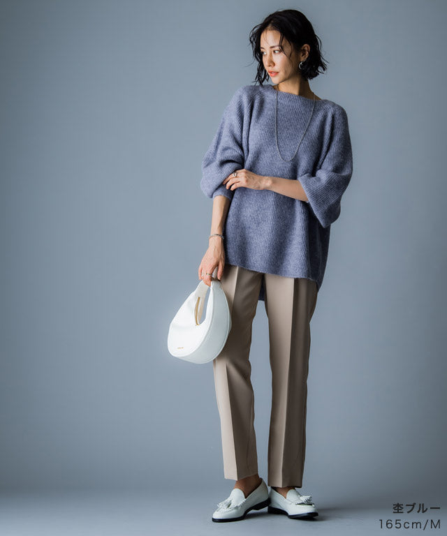 ラス RASW アルパカボートネックニット (杢ブルー) 杢ブルー