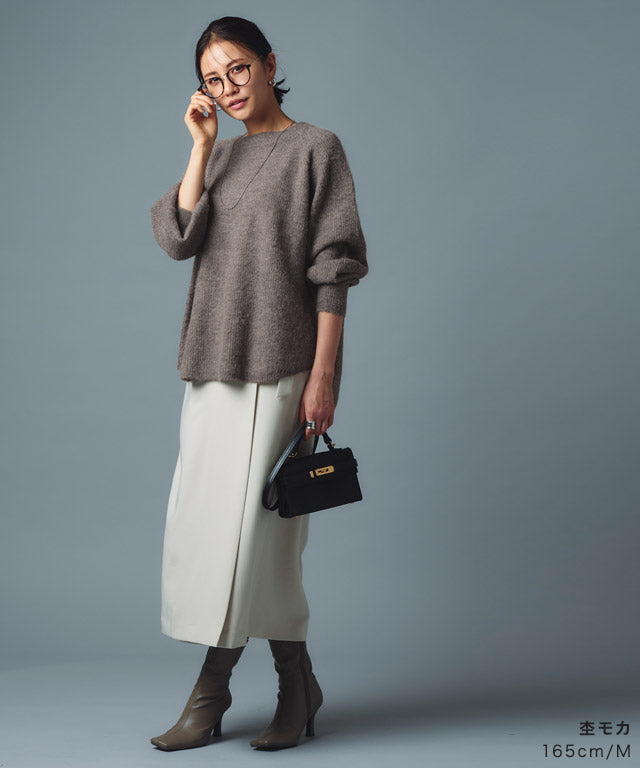 ラス RASW アルパカボートネックニット (杢ブルー) 杢ブルー