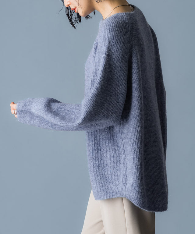 ラス RASW アルパカボートネックニット (杢ブルー) 杢ブルー