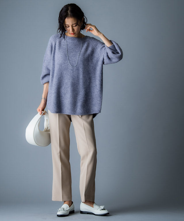 ラス RASW アルパカボートネックニット (杢ブルー) 杢ブルー