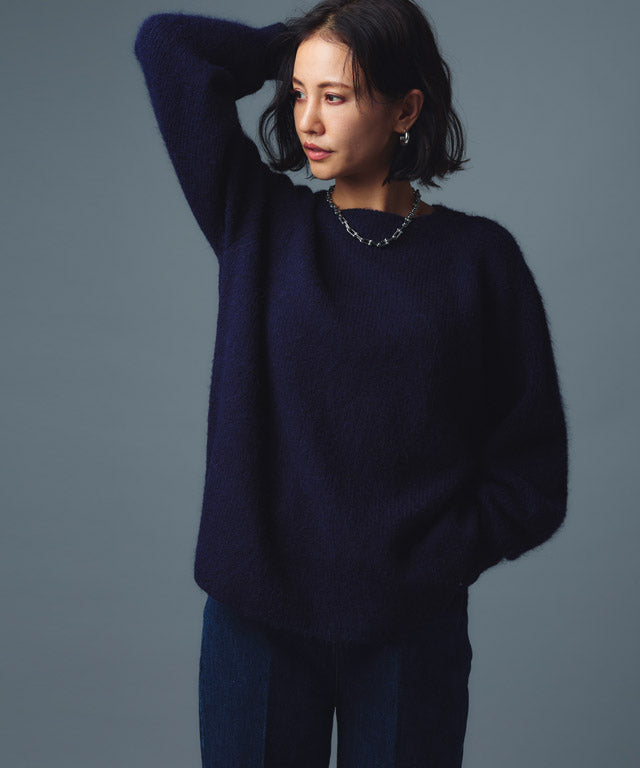 ラス RASW アルパカボートネックニット (杢ブルー) 杢ブルー