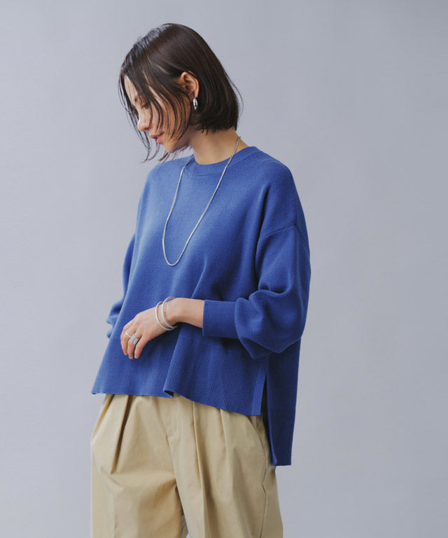 ラス RASW 綿100%総針ニット,ロイヤルブルー