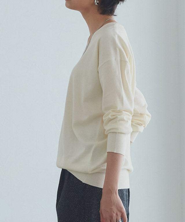 ラス RASW ビスコースVネックルーズニット (ブルー) ブルー