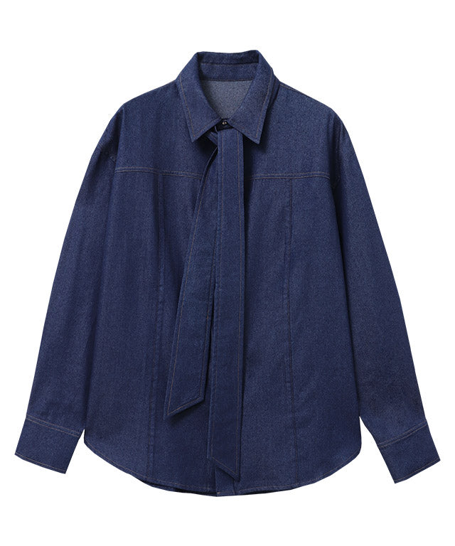 ラス RASW デニムリボンシャツ (ブルー) ブルー