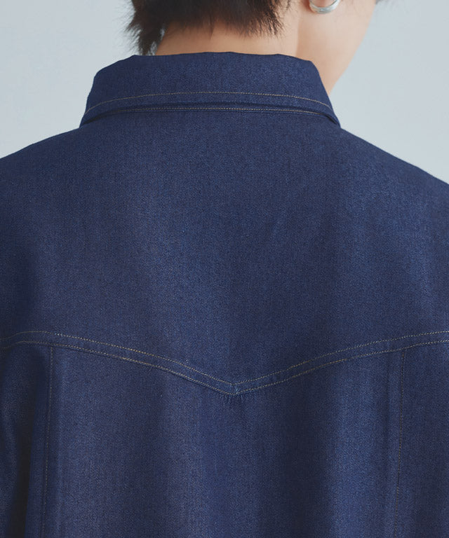 ラス RASW デニムリボンシャツ (ブルー) ブルー