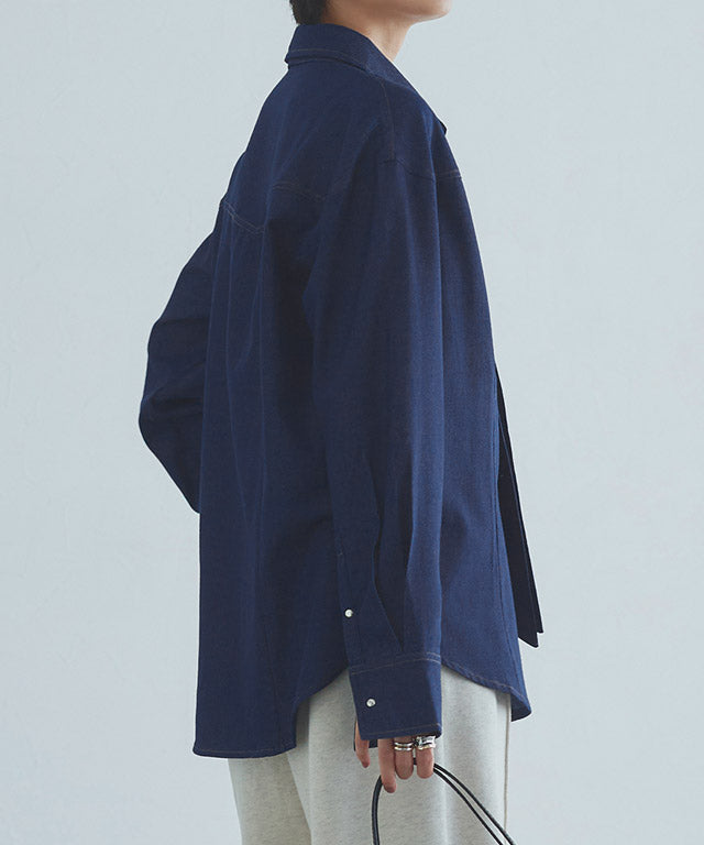 ラス RASW デニムリボンシャツ (ブルー) ブルー