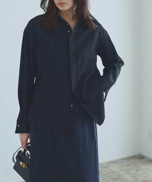 ラス RASW デニムリボンシャツ (ブルー) ブルー