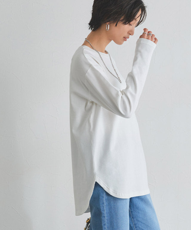 ラス RASW コーマコットンベーシックロングスリーブTシャツ (オフホワイト) オフホワイト