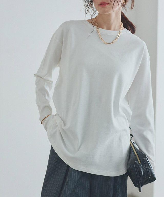 ラス RASW コーマコットンベーシックロングスリーブTシャツ (オフホワイト) オフホワイト
