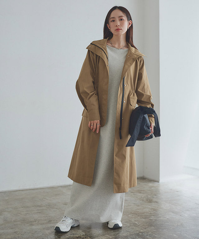 ラス RASW スタンドカラーロングライトコート (グレージュ) グレージュ