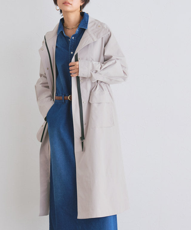 ラス RASW スタンドカラーロングライトコート (グレージュ) グレージュ