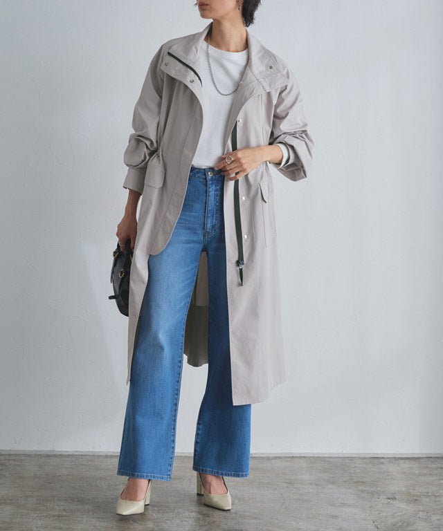 ラス RASW スタンドカラーロングライトコート (グレージュ) グレージュ