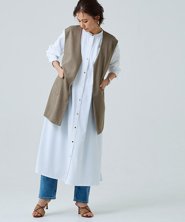 RASW Gold Button Long Shirt Dress