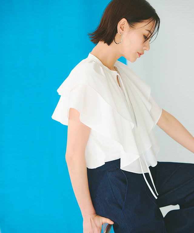 lath rasw卷褶皺上衣