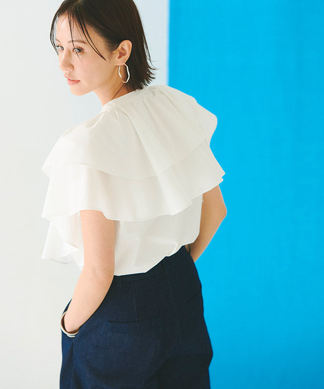 lath rasw卷褶皺上衣