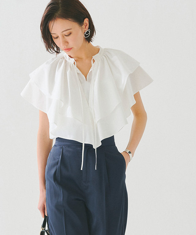 lath rasw卷褶皺上衣