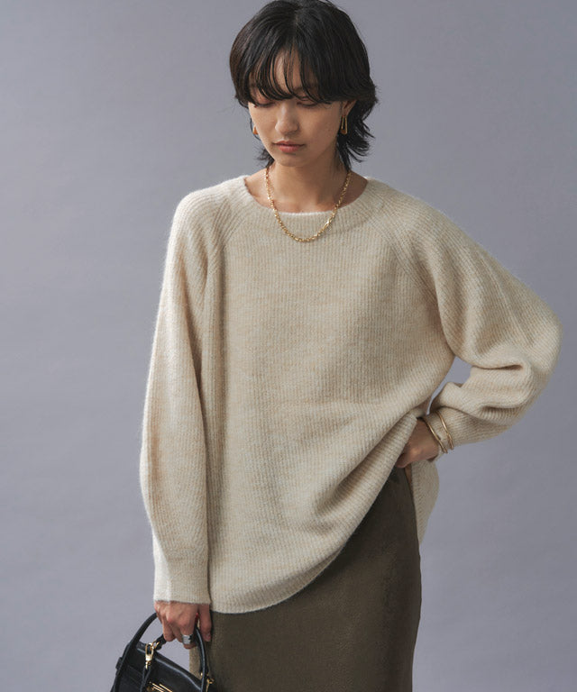 ラス RASW アルパカボートネックニット,杢ライトベージュ