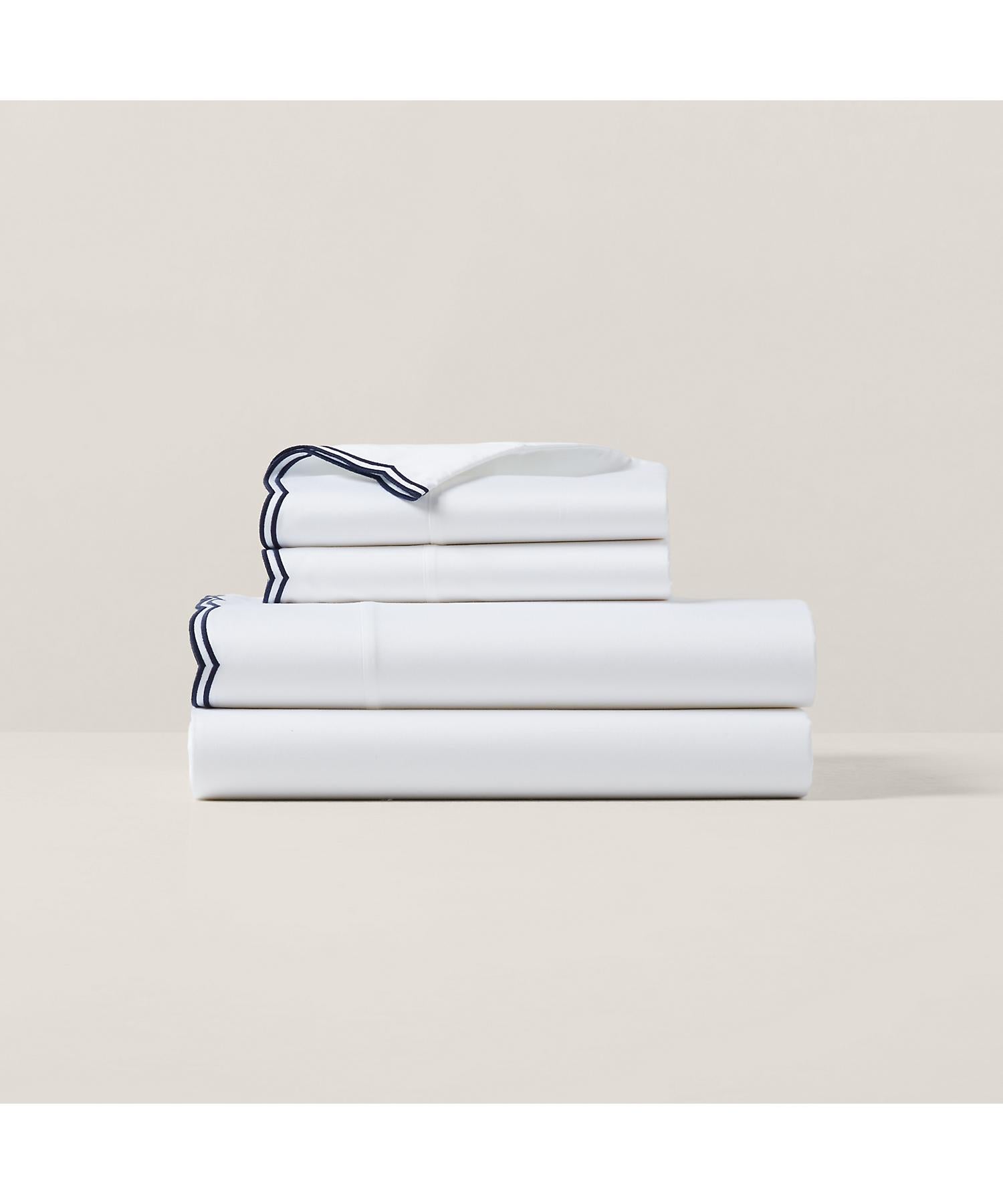 ラルフ ローレン ホーム RALPH LAUREN HOME オーガニック コットン サティーン Malin フラットシーツ/シングルサイズ (410ネイビー) 410ネイビー