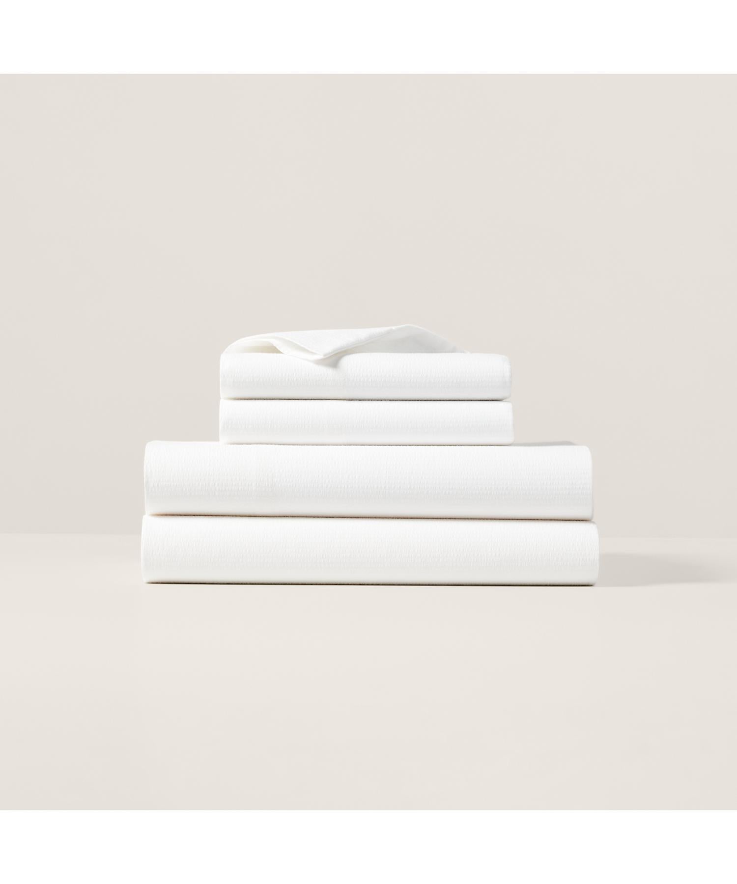 ラルフ ローレン ホーム RALPH LAUREN HOME シアサッカー ストライプ ボックスシーツ/ダブルサイズ (100ホワイト) 100ホワイト