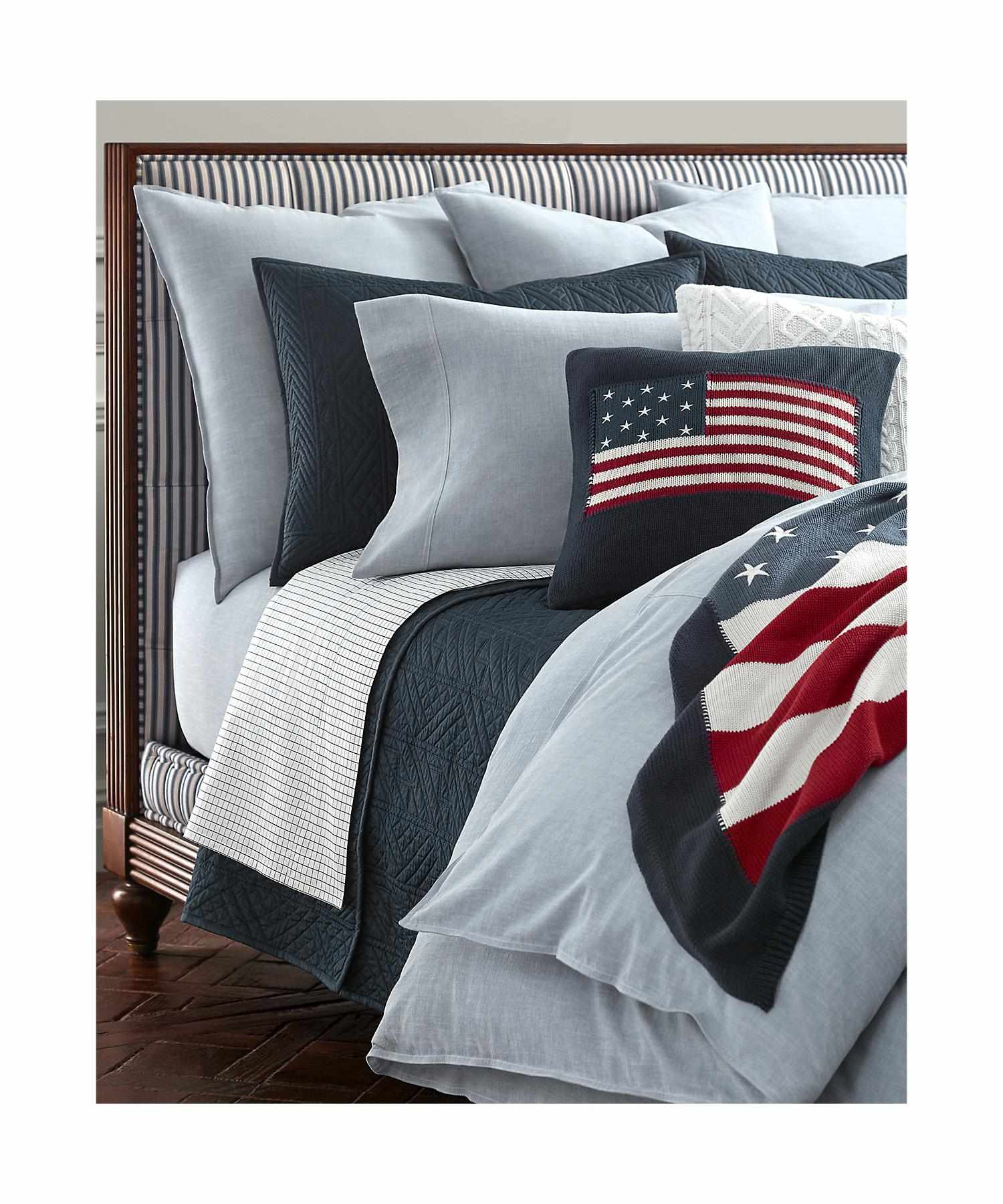 ラルフ ローレン ホーム RALPH LAUREN HOME ワークシャツ シャンブレー ボックスシーツ /ダブルサイズ (400ブルー) 400ブルー