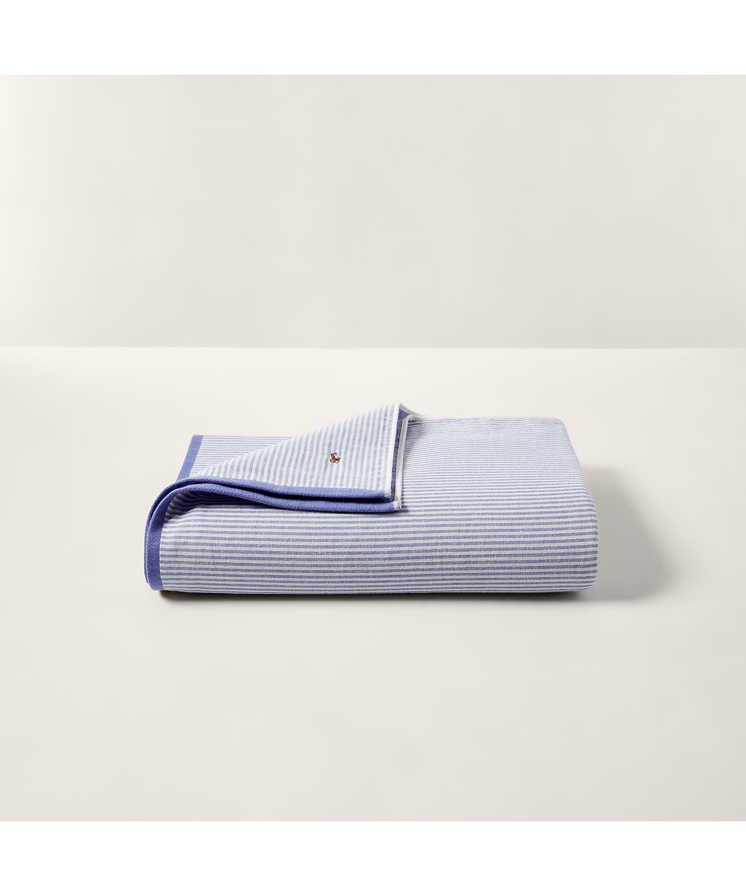 ラルフ ローレン ホーム RALPH LAUREN HOME オックスフォード ストライプ スモールシングル タオルケット (400ブルー) 400ブルー