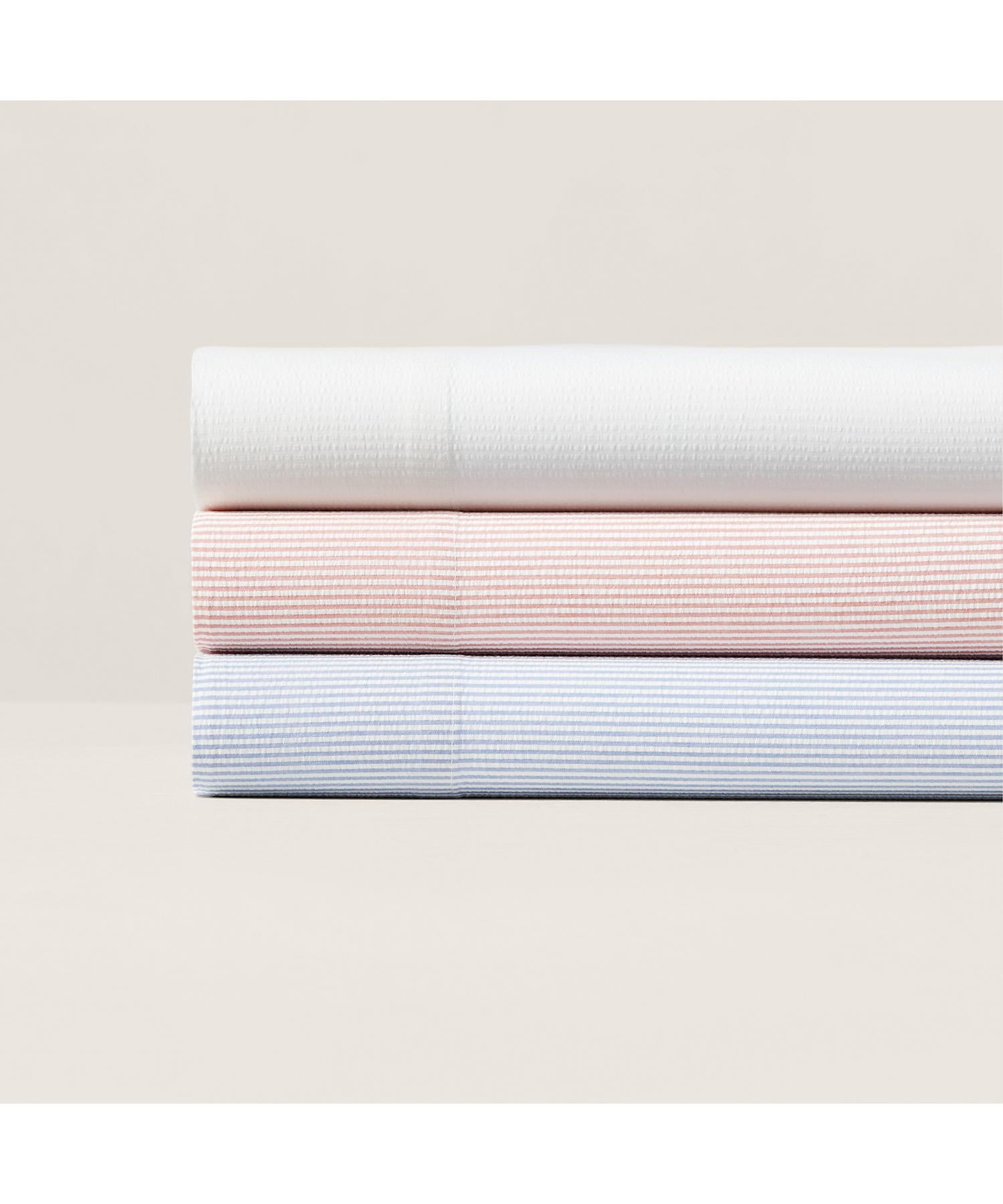 ラルフ ローレン ホーム RALPH LAUREN HOME シアサッカー ストライプ ボックスシーツ/クイーンサイズ (650ピンク) 650ピンク