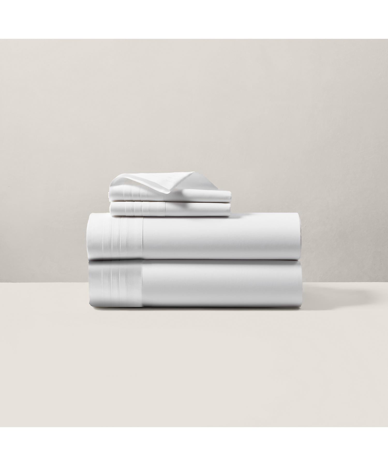 ラルフ ローレン ホーム RALPH LAUREN HOME オーガニックコットン タキシード プリーツ フラットシーツ/ シングルサイズ (100ホワイト) 100ホワイト