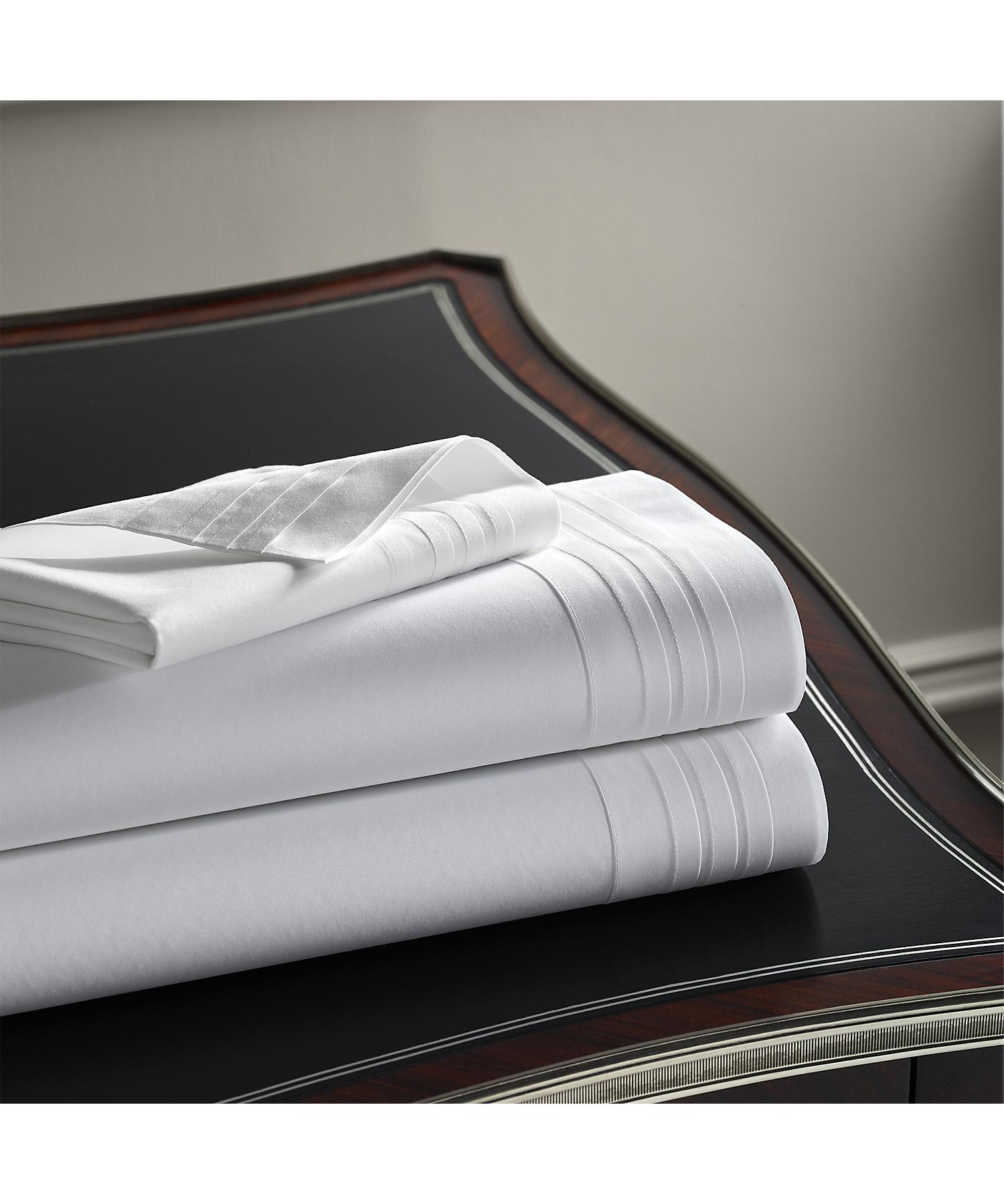 ラルフ ローレン ホーム RALPH LAUREN HOME オーガニックコットン タキシード プリーツ ボックスシーツ/クイーンサイズ (100ホワイト) 100ホワイト