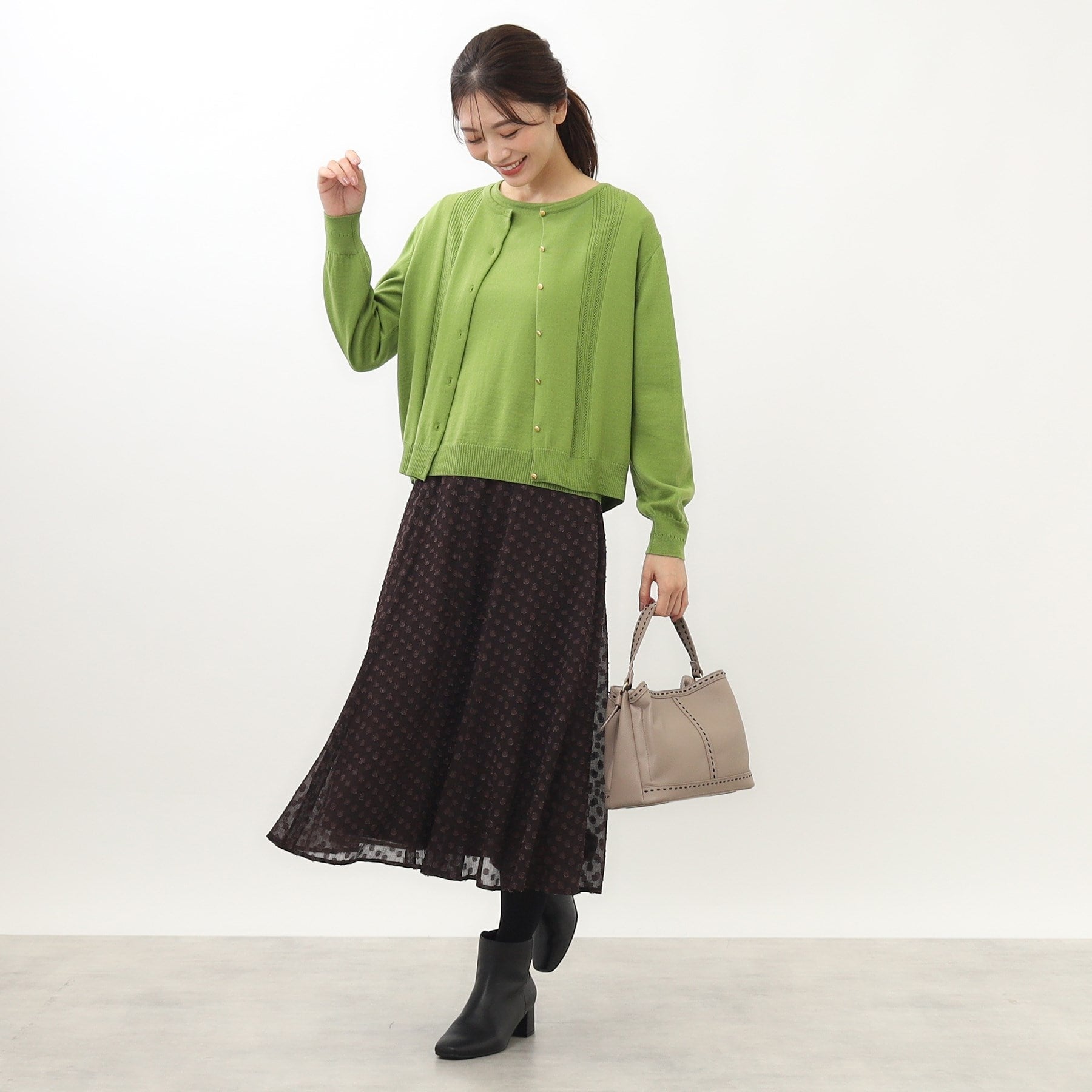 リフレクト Reflect 【セットアップ可】ソフトタッチカーディガン (グリーン(025)) グリーン(025)