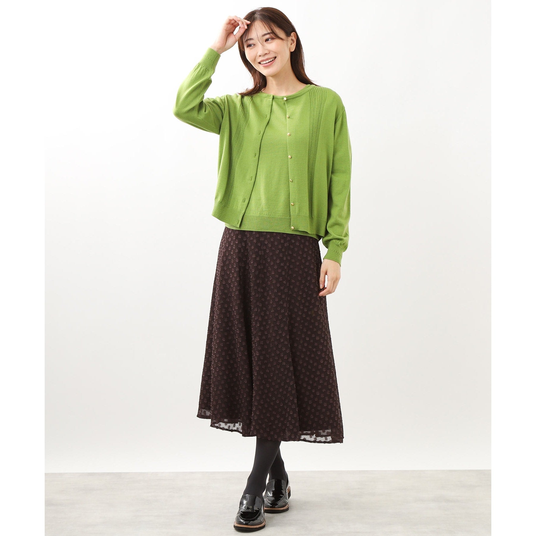 リフレクト Reflect 【セットアップ可】ソフトタッチカーディガン (グリーン(025)) グリーン(025)