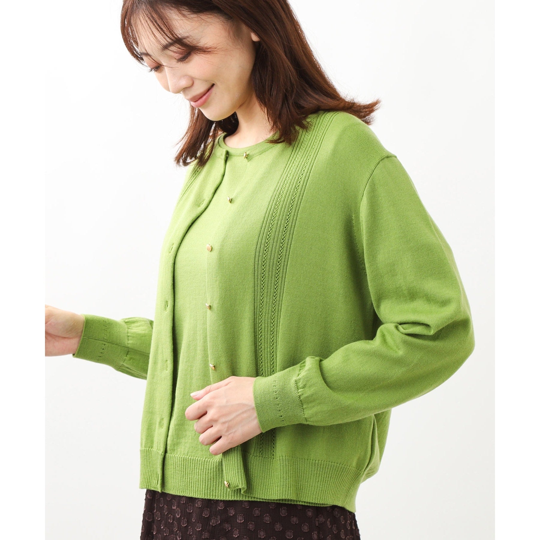 リフレクト Reflect 【セットアップ可】ソフトタッチカーディガン (グリーン(025)) グリーン(025)