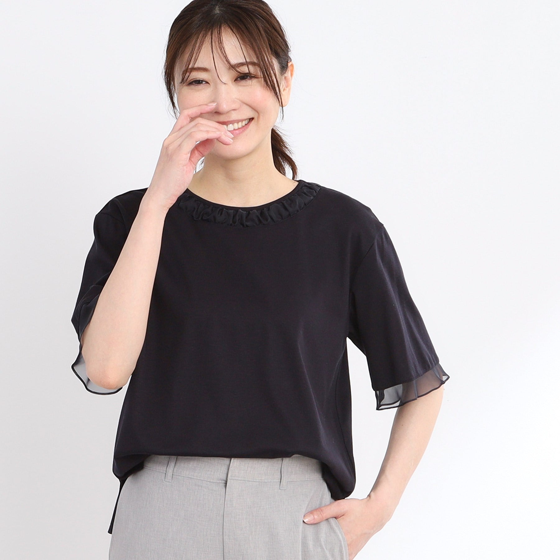 リフレクト Reflect 【接触冷感/洗える】キレイめジャージプルオーバー (ネイビー(094)) ネイビー(094)