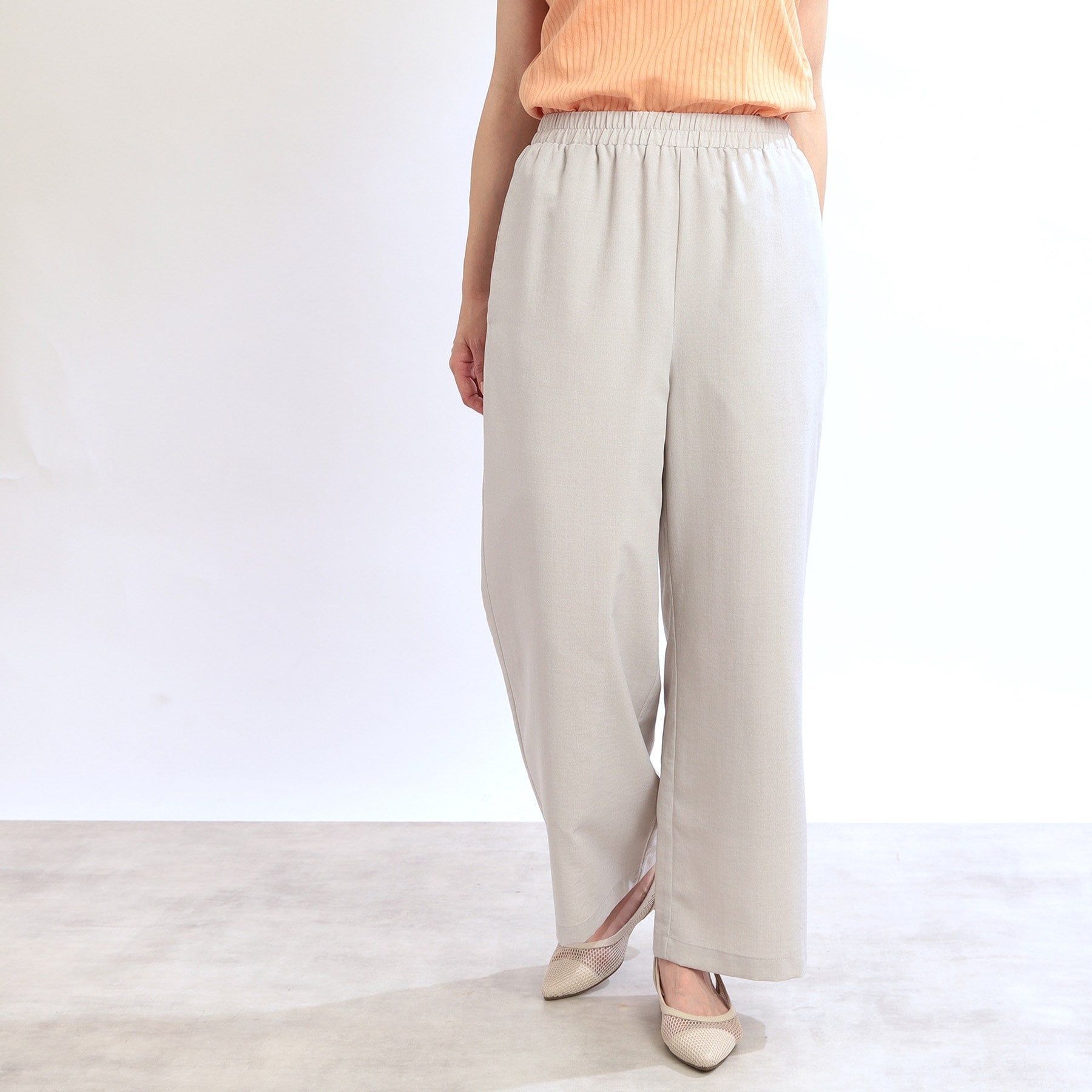 リフレクト Reflect 【E-QUALITY/ウエスト総ゴム/脚長効果◎】ドライタッチワイドパンツ (ブラウン(044)) ブラウン(044)