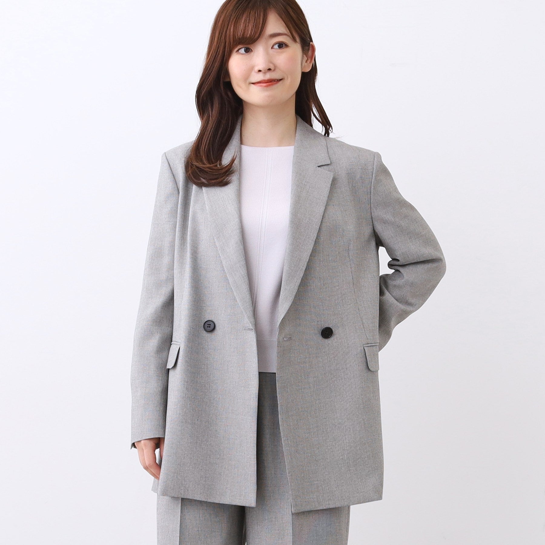 リフレクト Reflect 【単品羽織OK◎/セットアップ可】リラクシーメランジジャケット (ブラウン(044)) ブラウン(044)